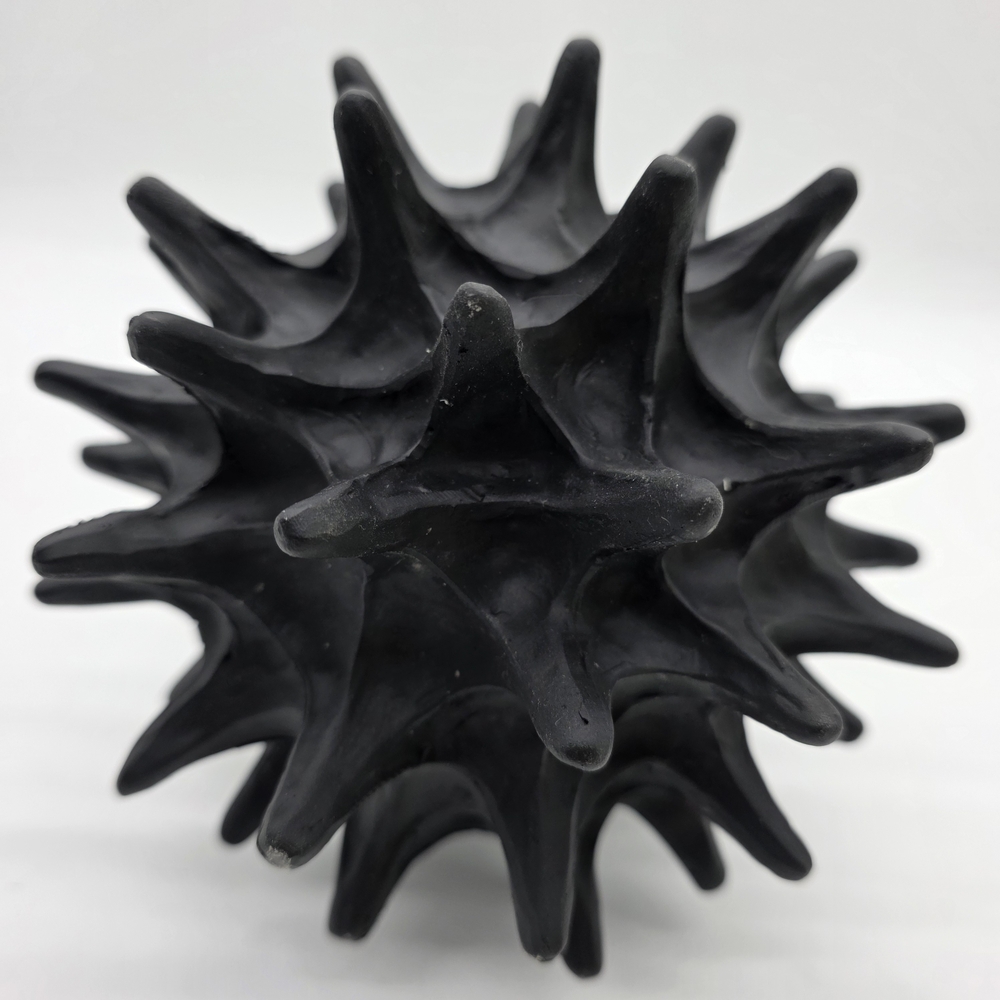 Modern Decorative Spiked Orb • Black Sculptural Accent Ball • Tabletop Home Deco